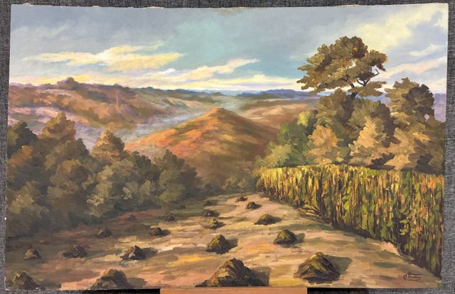 Gaston THIERY (1922-2013) « Le Puy Barriou à Crozant ». Huile sur...
