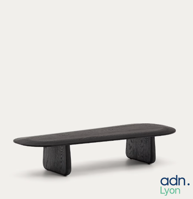 une image représentant un banc en bois noir sur fond blanc