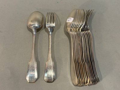 three forks and two spoons on the table