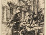 an image of a drawing of a group of people in a street