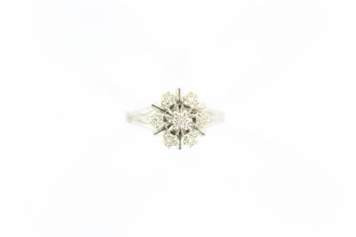 une image d'une bague en diamant sur fond blanc