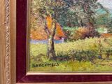 a painting of cows grazing in a field by a tree