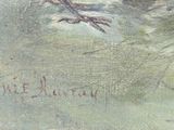 a painting of a bird that is flying in the sky