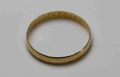gros plan d'une bague en or sur une surface blanche