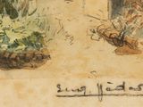 an image of a drawing of a potted plant next to a drawing of a house