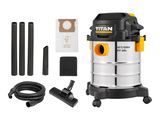 a wet vacuum cleaner with accessories and accessories on a white background