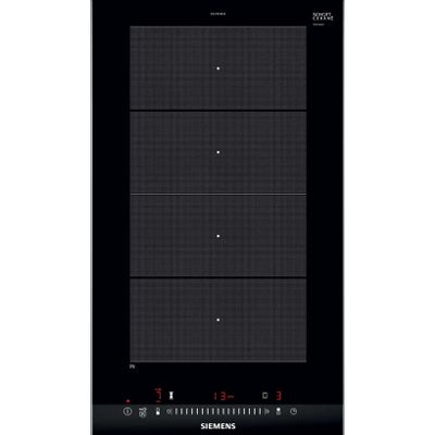 a black stove top with four burners and four burners
