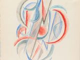drawing of a drawing of a red, white, and blue abstract design