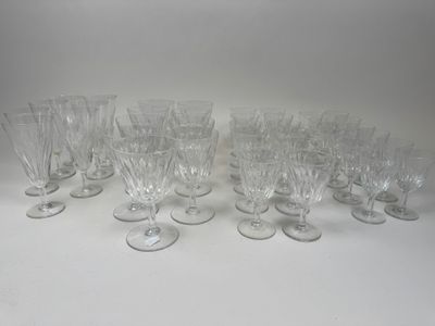 a lot of empty wine glasses sitting on a table