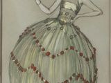 drawing of a woman in a green dress with a bird in her hand