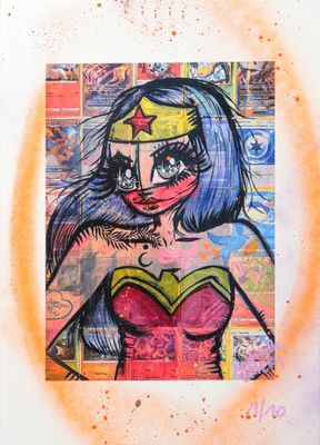 un gros plan sur un tableau représentant une femme en costume