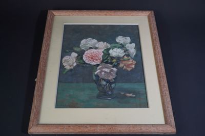 a picture of a painting of flowers in a vase