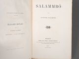 an open book with a black and white image of the title of salambo