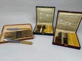 three different types of knives in a case with a knife in the middle