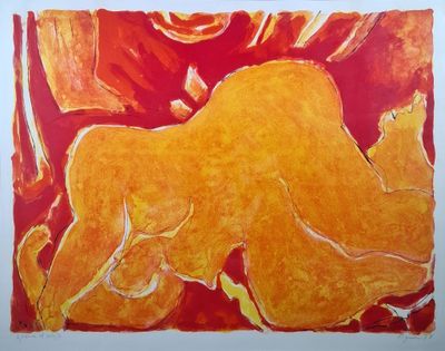 une image représentant un tableau où l'on voit une femme allongée sur le dos