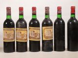 six bouteilles de vin sont alignées dans une rangée