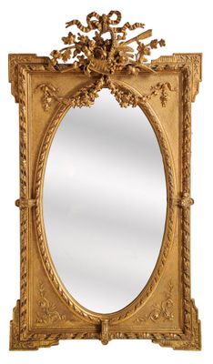 une image d'un miroir avec un cadre doré sur un fond blanc
