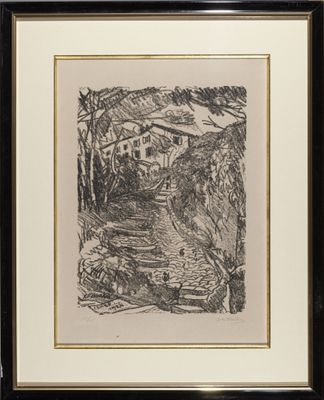 an image of a drawing of a house in the woods