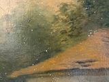 an image of a painting of a man riding a horse in the rain