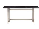 a black marble top table with a metal base