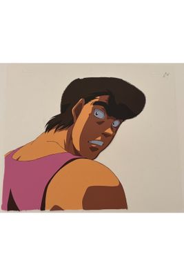 an image of a cartoon of a man in a pink tank top