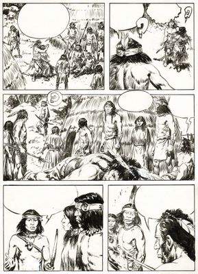 une page d'une bande dessinée représentant une scène où un homme est agressé par une femme
