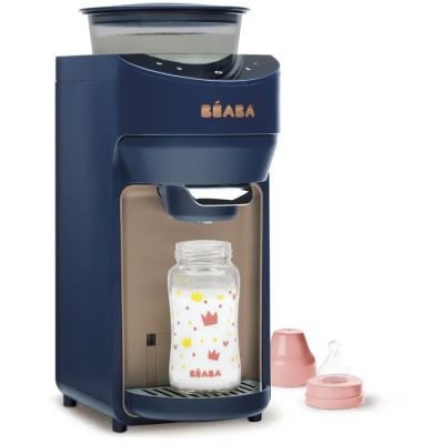 une machine bleue surmontée d'un bocal en verre