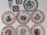 a lot of plates that are sitting on a table