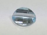 a picture of a blue and white striped glass bead