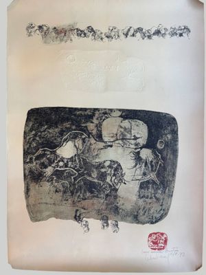 Dang LEBADANG (1921-2015) Composition figurant des chevaux -…