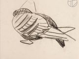 drawing of a bird sitting on top of a piece of paper