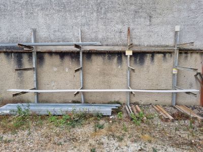 a wall that has a bunch of shelves on it