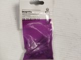 a purple bag of plastic material on a white table