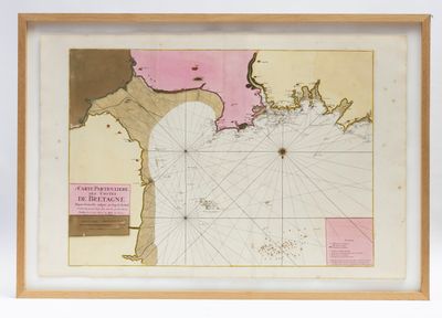 an old map of the coast of the atlantic with a wooden frame