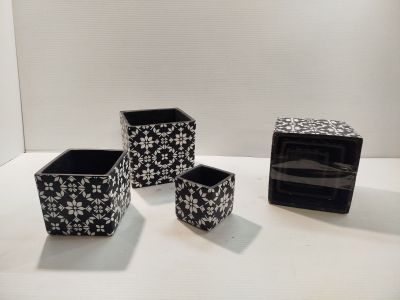 Lot de 3 - ATMOSPHERA - Cache-pots cubiques - Motifs géométr…