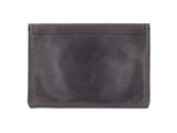 a black leather wallet on a white background