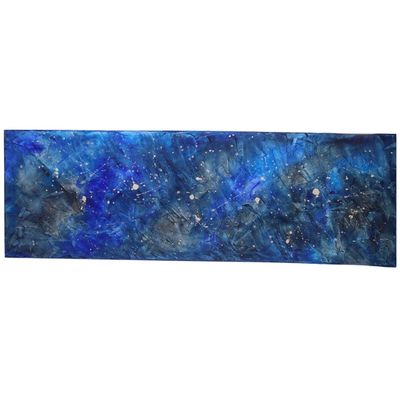 un tableau représentant un ciel bleu parsemé d'étoiles