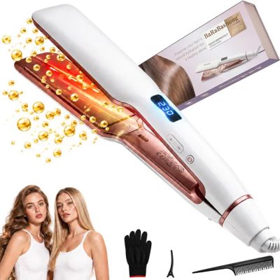 two women standing next to each other with a hair dryer and comb
