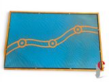 une image représentant un dessin d'une longue ligne sur fond bleu