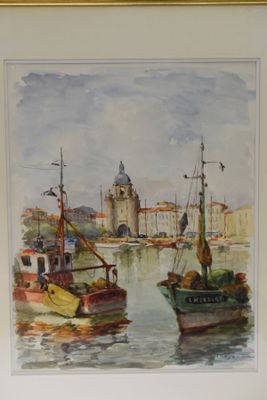 Pierre TRASSARD (XX) " Le Port de La ROCHELLE, La Grosse Hor… - Photo 1