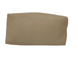 a close up of a tan bag on a white background