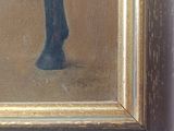 a painting of a horse standing in front of a wall