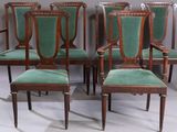 set of six victorian style dining chairs with green velvet upholstered seats