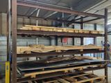 the pallets are stacked on top of each other in the warehouse