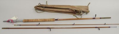 two fishing rods and a bag on the table