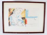painting of a woman sitting on a chair in front of a painting