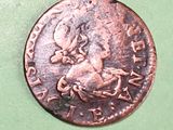 une pièce de monnaie sur laquelle figure un cheval, posée sur une surface verte