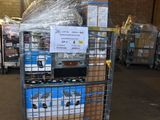 a cart that has some food on it in a warehouse