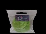 a close up of a green ball of yarn in a plastic bag