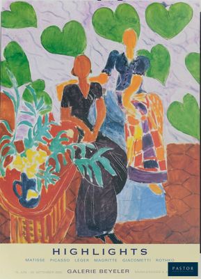 une image représentant un tableau où l'on voit deux femmes devant une plante en pot
